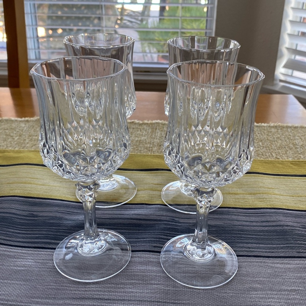 Longchamp Crystal 4Wine Long Stem Glasses By Cristal d'Arques France